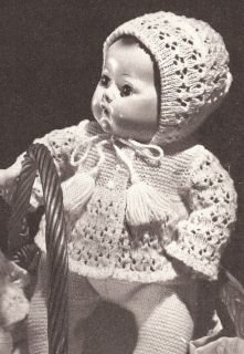 16" Baby Doll Clothes Bonnet Cap Coat Knitting Pattern