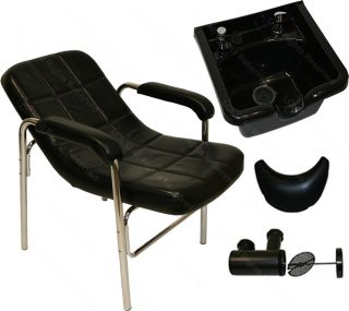 Black ABS Plastic Shampoo Bowl Sink Comfort Curve Chair Beauty Salon Equipment