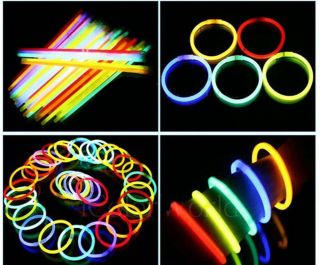 100PSC Glow Stick Bracelet Necklaces Multi Color Wedding Party Supplies Fun 8"