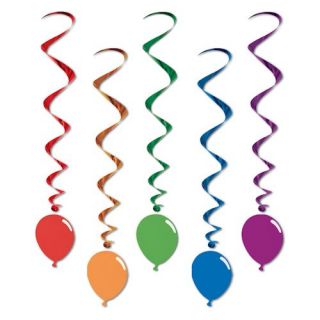 Pack of 5 Foil Whirl Swirl Party Decorations Bright Birthday Balloons