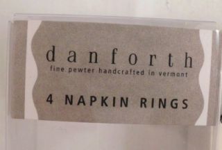 Four 4 Danforth Fine Pewter Beach Chair Napkin Rings Holders