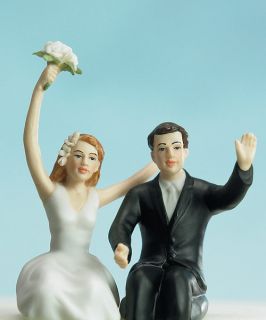 Honeymoon Bound Bride Groom Wedding Cake Topper Figurine