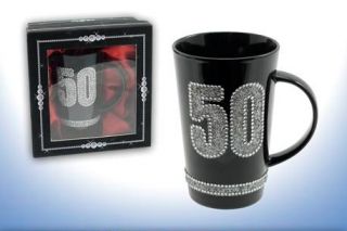 30th 40th 50th 60th 65th 70th 80th Birthday Diamante Latte Mug Boxed Gift BNEW