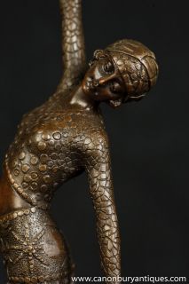 Art Deco Bronze Chiparus Belly Dancer Footsteps Figurine Statue