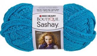 Red Heart Boutique Sashay Net Style Ruffle Yarn with Metallic Accent Turquoise