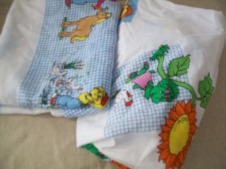 Barney and Friends Toddler Bed Set Fitted Sheet and Flat Sheet