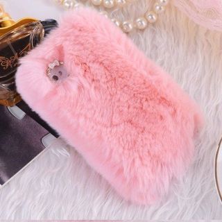 Luxury Winter Warmer Rex Rabbit Fur Back Case Cover for Apple iPhone 4 4S 5 5S