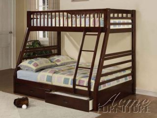 Youth Espresso Twin Full Trundle Bunk Bed