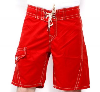 Mens True Religion Jeans Swimwear Board Shorts Red Swim Trunks