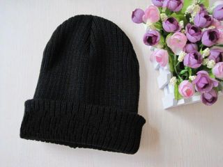 Hot Unisex Leisure Style Alpaca Kintting Wool Soft Warm Beanie Black Long Hat