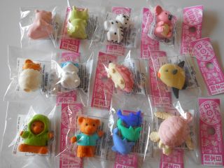 Iwako Japanese Erasers Animal and Bear Egg Set 12pcs Made in Japan Kawaii