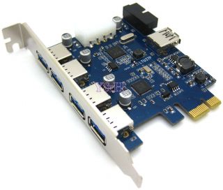 5 Port USB 3 0 to PCI E PCI Express Card Adapter w Motherboard 19 20 Pin 20P