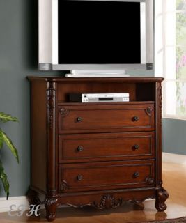 New Madaleine Cherry Finish Wood Media TV Stand Console Chest Cabinet