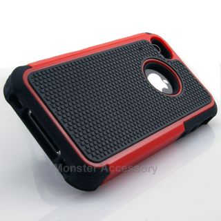 Red Executive Series Dual Layer Hard Case Gel Cover for Apple iPhone 4 4S