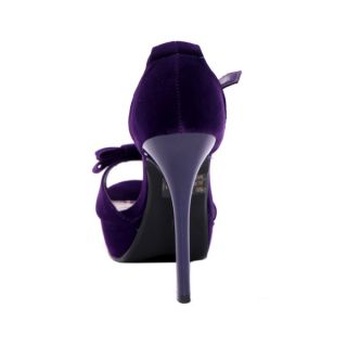 Lady Party Purple Ankle Strap Open Toe Platform High Heel Pump Sandal US 7 5