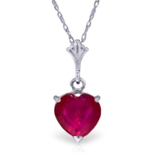 $545 Certified 1 45 Carat 14k White Gold Necklace Natural Heart Ruby