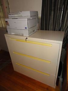 2 Montisa 3 Drawer Office File Filing Cabinet Lateral Heavy Duty Metal Vintage