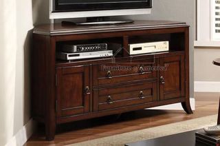Sterling Dark Cherry Finish Wood Media Corner TV Stand Console Cabinet Table
