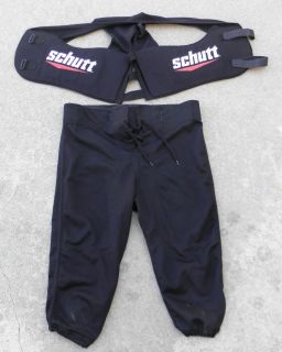 Football America Black Pants w Schutt Adjustable Hip Pads Youth Large