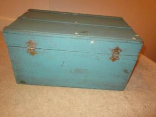 Vintage Antique Shabby Wood Toy Box 2 Tier Old Paper Lining Inside