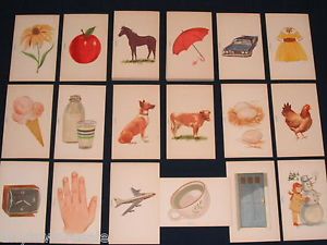 Vintage 1960's Big Spanish Picture Word Flash Cards Complete Set Box Old School
