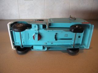 RARE Vintage Buddy L Tow Truck Teal Light Blue Fix My Flat Pressed Steel