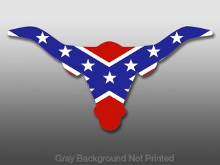 Longhorn Shaped Rebel Flag Sticker Confederate Flags