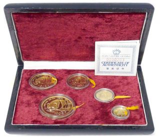 Very RARE 1987 Chinese Panda Gold Proof 100 50 25 10 5 Yen Coin Set with COA