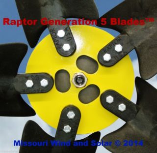 5 Raptor Generation 5 Blades and Hub for Wind Turbine Generators Made in The USA