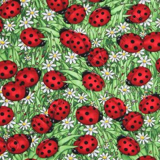 Timeless Treasures Ladybugs Green Novelty Bugs Cotton Quilt Quilting Fabric Yd