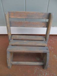 Vintage Childs Kids Wooden Folding Chair Step Stool by Nu Line Industries USA