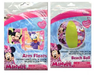 Disney Minnie Mouse Daisy Set Kids Swim Arm Bands Floats Pool Beach Ball Toy