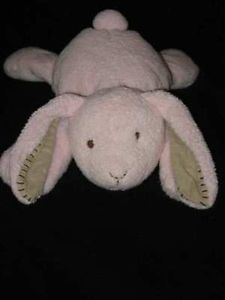 Pottery Barn Kids Pink Bunny Rabbit Tan Ears Plush Baby Lovey Stuffed Toy 20"