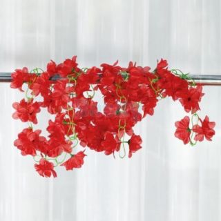 Artificial Hanging Red Azalea Garland Silk Flower Vine Wedding Home Garden Decor