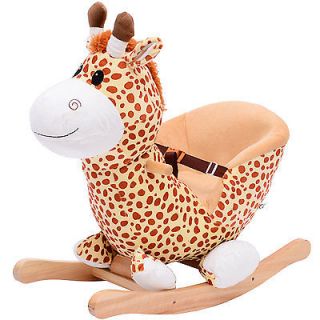 Qaba Baby Kids Toy Plush Rocking Horse Style Giraffe Theme Chair Seat Rocker