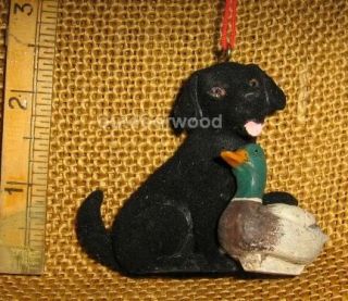 Cannon Falls Black Lab Puppy Dog with Duck Decoy Hunting Ornament New