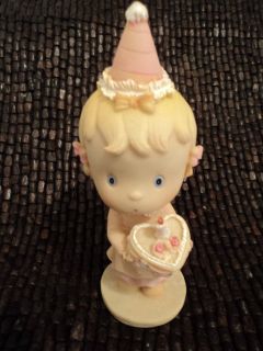 Baby Girl 1st Birthday 6" Cake Topper Precious Moments Looking Cupcake Party