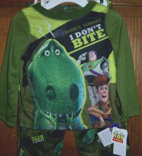 Buzz Lightyear Toy Story Disney Woody Rex Kids Pajama Toddler Boys Size 2T $34