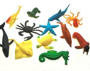 NIP 12 Pcs Ocean Sea Marine Animal Plastic Figure Rubber Toy Kid Learn Life