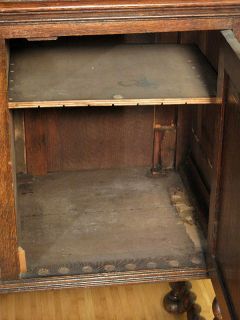 Antique English Solid Oak Buffet Sideboard Server w Barley Twist c1920 Y88