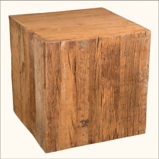 Old Wood Reclaimed Railroad Tie 24" Cube Pedestal End Table Nightstand Furniture