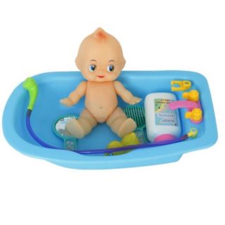 Baby Doll in Bath Tub with Duck and Shower Accessories Set Kids Pretend Play Toy