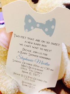 Baby Boy Bow Tie Onesie Baby Shower Invitation All wording Customized for You