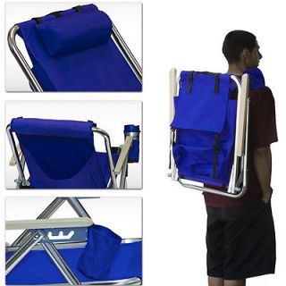 Backpack Beach Chair Folding Portable Chair Blue Solid Construction Camping New
