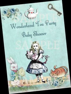 Alice in Wonderland Boy Baby Shower Invitations Double Sided Printable Invites