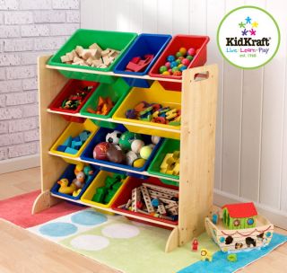 New Toy 12 Storage Bins Shelving KidKraft Sort It Store It Primary Color