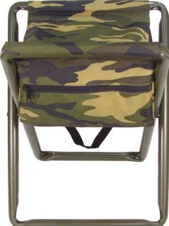 Military Style Outdoor Camp Folding Woodland Camo Chair Portable Stool w Pouch