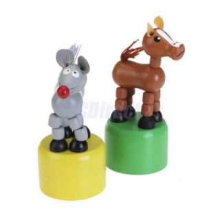 Cute Fun Animal Push Pop Up Wooden Base Puppet Toy Kids Party School Gift Decor