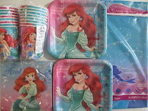 Little Mermaid Sparkle Disney Birthday Party Supply Set Pack for 16