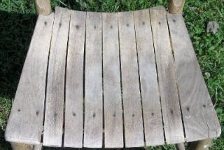 Antique Primitive Oak Ladder Back Chair Wood Slat Seat